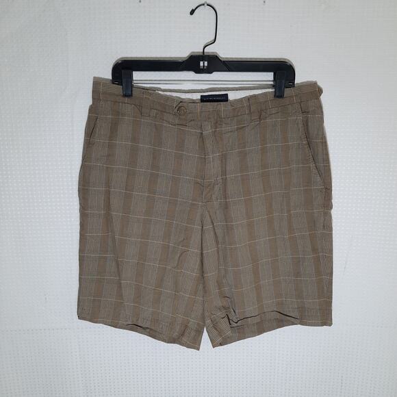 Banana Republic Plaid Cotton Shorts Men’s 35 Brown Flat Front Preppy Summer - Picture 1 of 5